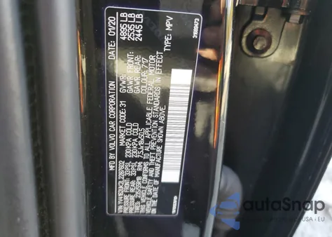 2020 Volvo Xc40 T5 Momentum z USA, uszkodzony, nr VIN YV4162UK2L2287602